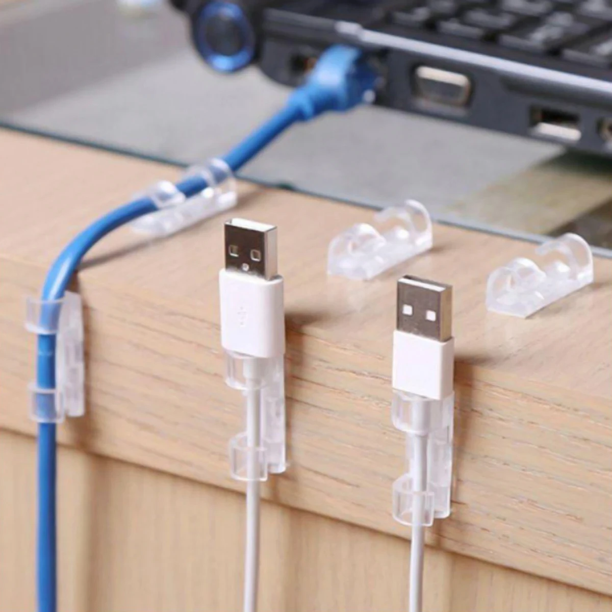 UNTIOR 20/40Pcs Cable Clips Organizer Drop Wire Holder Cord Management Self-Adhesive Cable Manager Fixed Clamp Wire Winder