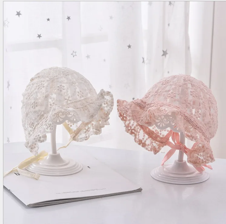 Cute Summer Lace Flower Newborn Baby Hat Princess Baby Girl Infant Soft Bonnet Cap Toddler Sun Hats Newborn Photography Props cute wool bow newborn baby nylon headband girls elastic hairband infant princess photography props toddler soft hair accessories