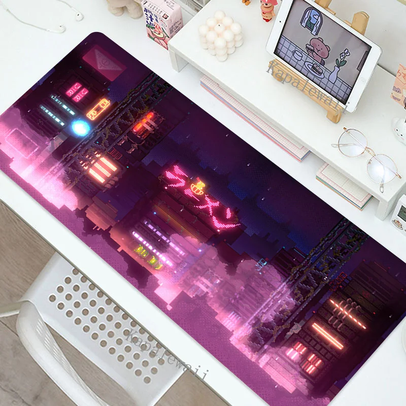 Large Kawaii Gaming Mouse Pad – Pixel Art Anime Design, XXL Extended Mat
