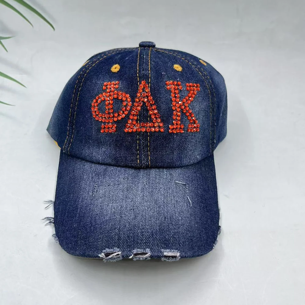 그리스 문자 모두 빨간색 라인스톤 Phi Delta Kappa 야구 모자