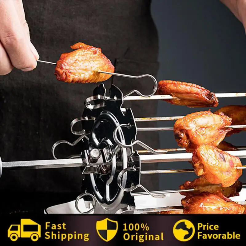 Stainless Steel Rotating Grill Skewers BBQ Grill Cage Barbecue Air Fryer Lamb Skewers Electric Oven Accessories barbecue skewers bbq grilling accessories