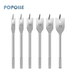 Mèches à tête plate pour le travail du bois 10 25mm, tige hexagonale plaquée titane, trois points, 6 pièces/ensemble d'ouvre trou 