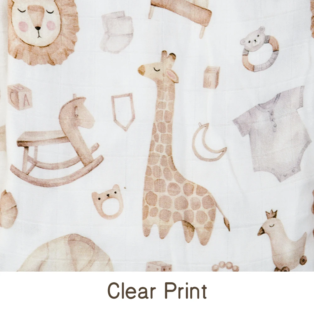 Elinfant Digital Print 1pcs Bamboo Cotton Muslin Swaddle Blankets High Quality 120*110cm 2 Layers Newborn Baby Bath Towel Wrap 3
