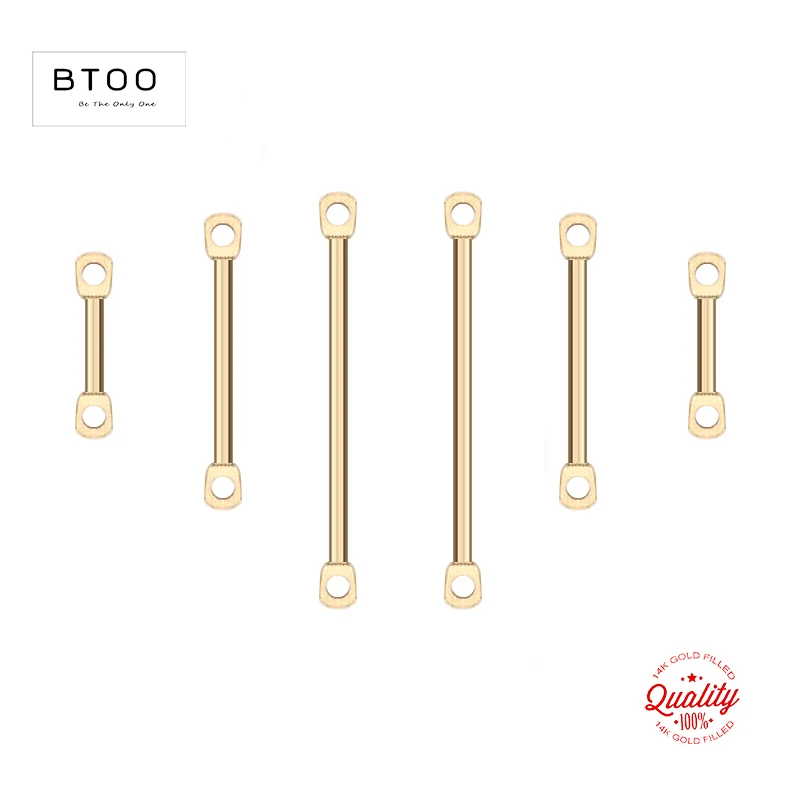 Real 14K Gold Filled Round Bar Link Gold Jewelry Accessories Long Stick Connector for Necklace Making Handmade Jewelry Findings