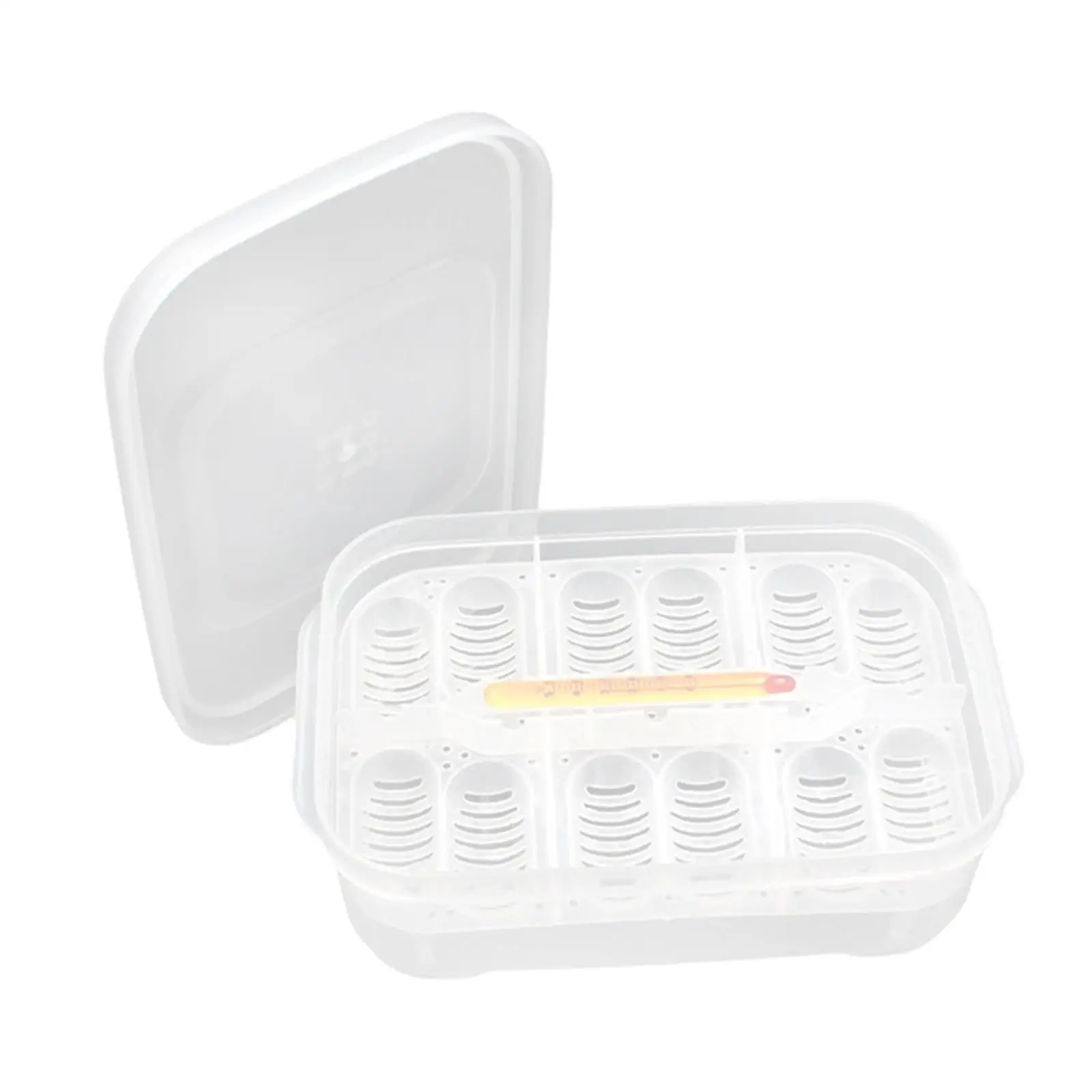 Reptile egg incubator Plastic Reptile Egg Tray Incubator 12 Grids Thermometer with Eggs Tray Tool Container for Hatching Breeding Supplies Gecko Snake