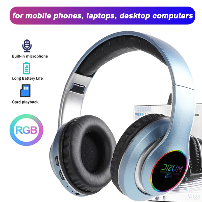 Wireless Headphones HIFI Stereo Bluetooth Support SD Card With Mic Compatible With Laptop TV PC