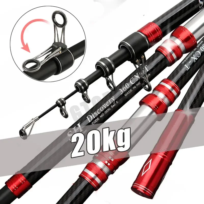 Telescopic Fishing Rod 2.7/3.0/3.6/4.2/4.5m Travel Surf Rod Spinning Power  5-300g Throwing Surfcasting Carbon Baitcasting rod - AliExpress