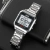 SKMEI Men's Electronic Square Steel Band Student Multi functional Sports Waterproof Night Glow Electronic Watch 2149 4
