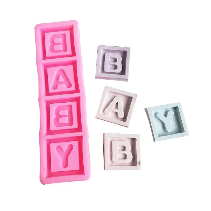 Baby Square Letter Silicone Mold Baking Tool Drop Glue Plaster Chocolate Flip Moulds Resin Candle Mold Cake Decorating Tools