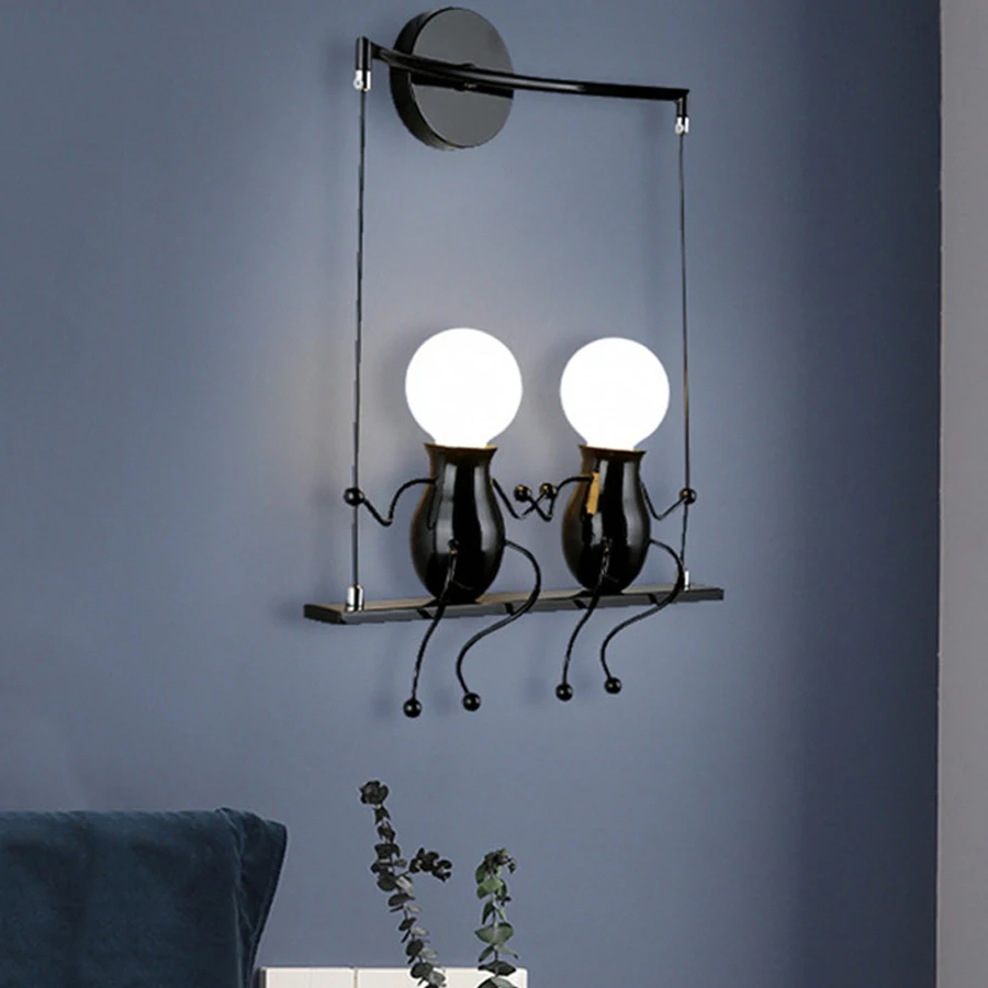 Modern Simple Cartoon Small Man Wall Light E27 For Children's Room Kitchen Dining Room Bedroom Foyer Study Aisle