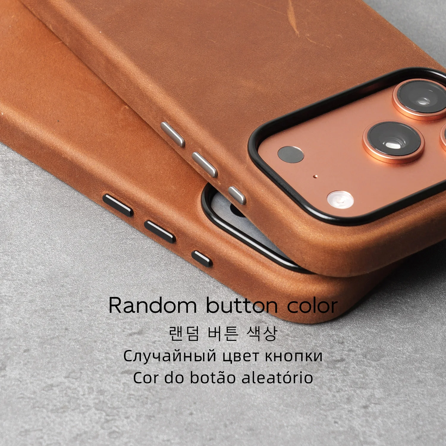 YMW Scratc Crazy Horse Genuine Leather Case for iPhone 17 16 15 Pro Max Magnetic PULL-UP Cowhide Phone Cover view 2