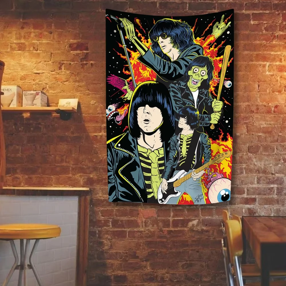 American Rock Band Tapestry R-Ramones Punk Music Prints Home Decor Wall Hanging Bedroom Dorm Background Concert Banner Fans Gift