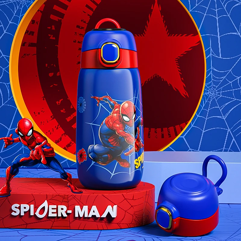 Disney Children's Thermos Water Cup Spiderman Captain America Boy  Kindergarten Straight Drinking Cup Water Bottle - AliExpress