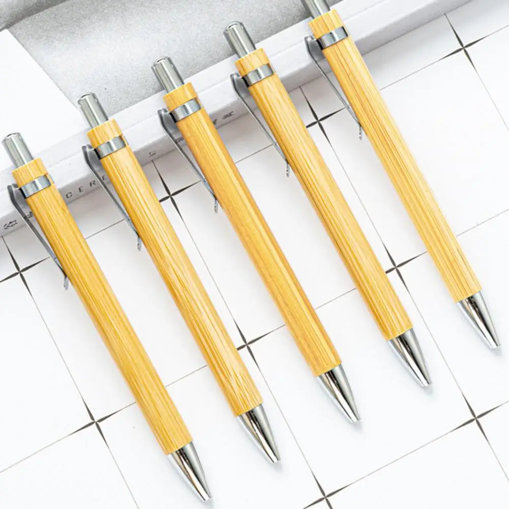 Bamboo Pens Writing Fluently High Durability Bamboo Pens Ballpoint Pens with Clip Lightweight Gel Pens School Supplies skibidi toilet creepy game for teens student school bookbag canvas daypack middle high college lightweight