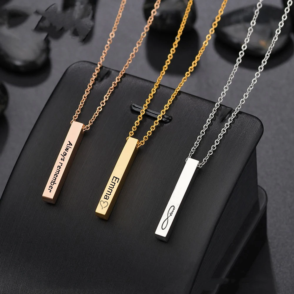 Personnalisé Bracelet For Women Custom Necklace Bar Engraved Name Text Mantra Bangle Cuff Stainless Steel Jewelry For Women Gift_voghion.com