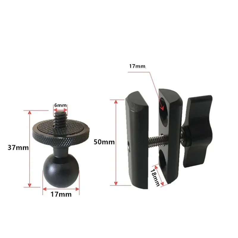 Adattatore A Gomito Con Sfera 17mm E Vite 1/4 Maschio-Maschio – Prolunga In Alluminio Per Smartphone E Tablet