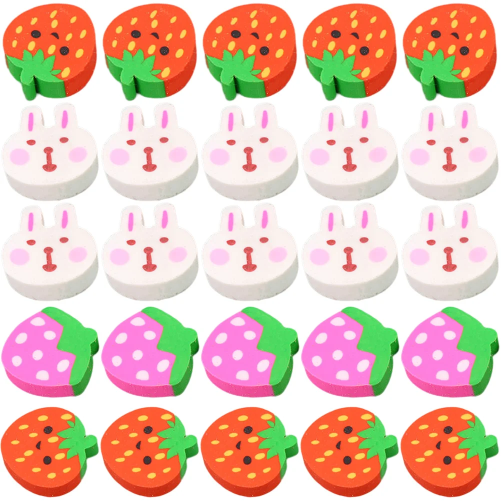 

60 Pcs Erasers for Kids Cartoon -function Pencil Small Gift Cute Animal Delicate Fruit Child
