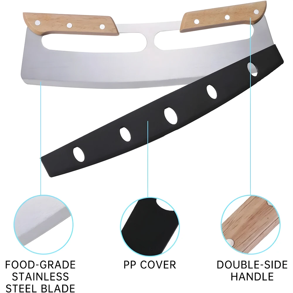 Pizza Knife Stainless Steel Pizza Slicer Rocker Blade Knife Cutters with Protective Cover Baking Tool Kitchen Tools