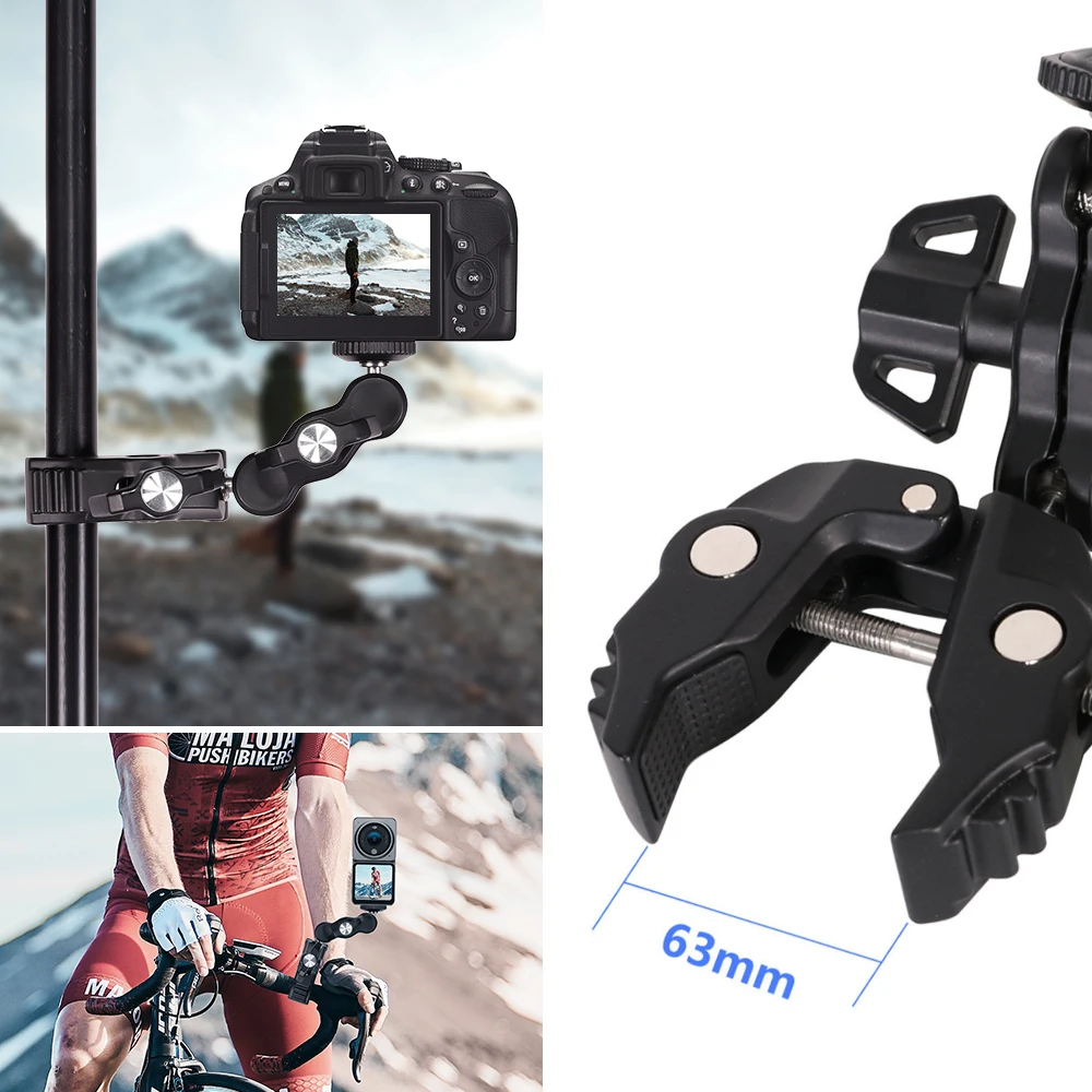 Support résistant et antichoc pour action caméra, installé sur un rétroviseur de moto