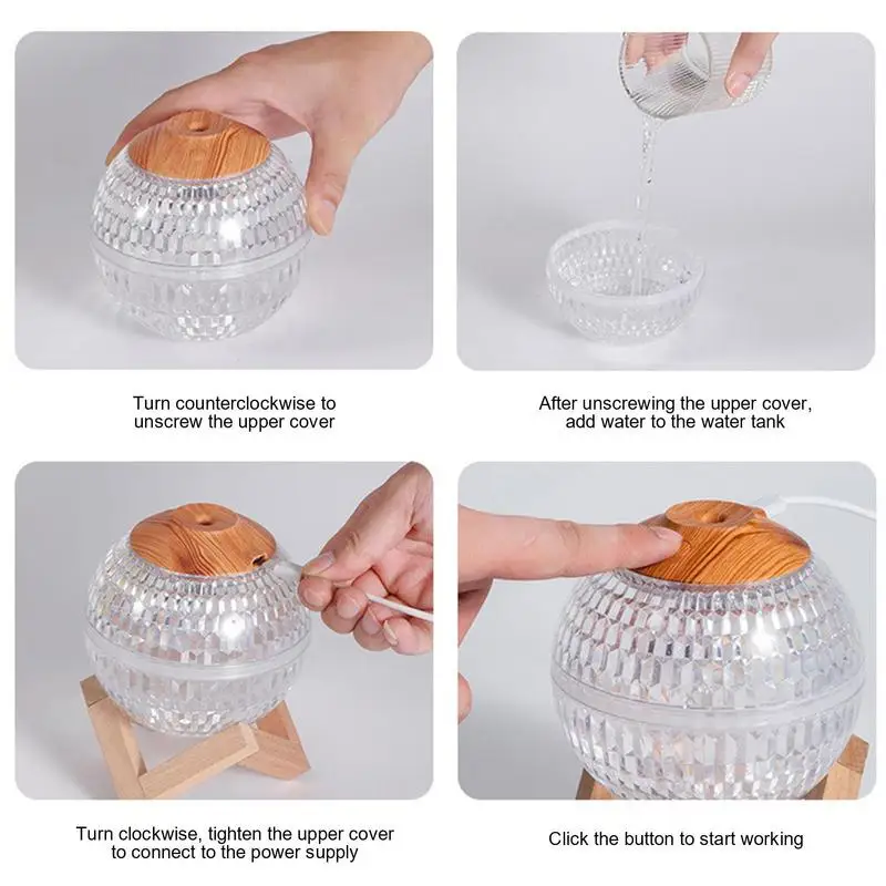 Crystal Ball Diffuser Bedroom Silent Spray Light Diffuser For Kids Humidifier Lamp Colorful Room Humidifier For Bedroom