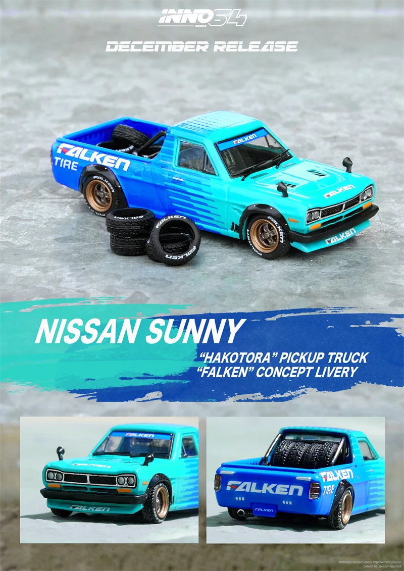 Модель автомобиля INNO64 1:64 NISSAN SUNNY HAKOTORA FALKEN Tire Concept Livery | Игрушки и хобби