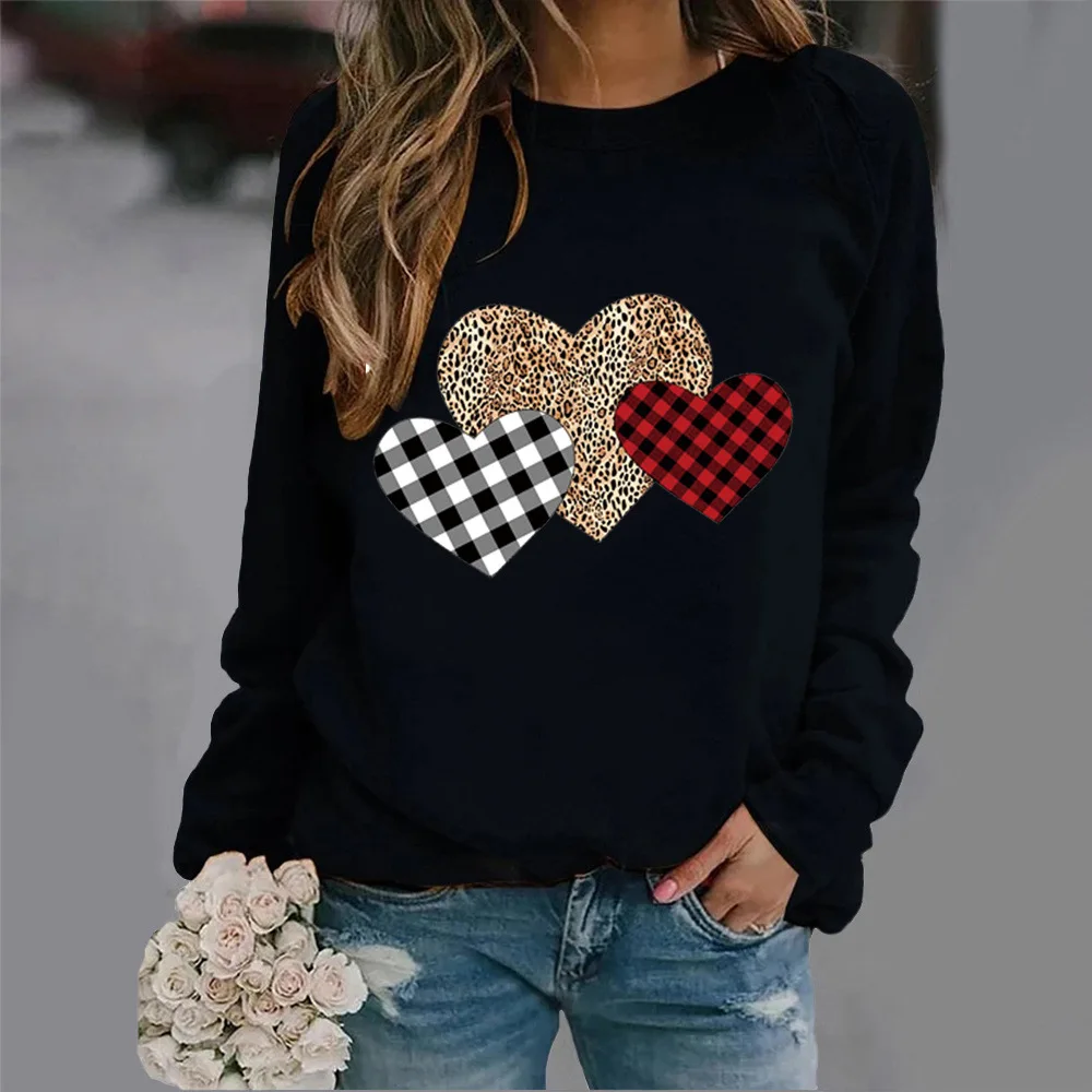 Crew-neck Hoodie Leopard Print Love Print New European and American Valentine's Day Hot Sales Sweatshirt  Sweatshirts 3