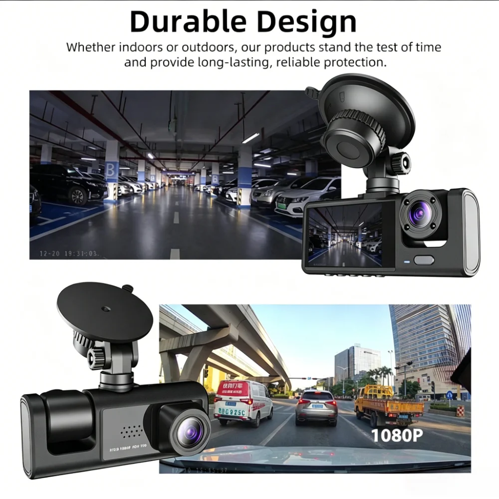 Dash Cam for Cars 1080P Dual Camera, Front & Inside & Rear, Car Camera with IR Night Vision, Loop Recording, Wide Angle Car DVR - 4