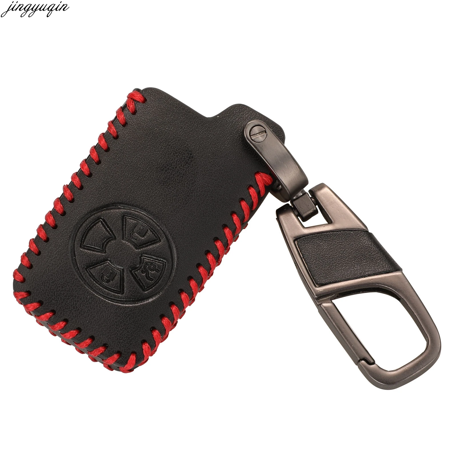 Remote Car Leather Key Case Cover For Toyota RAV4 2009 2011 RAV 4 Yaris 2011 3 Buttons Smart Keychain With Key Ring Jingyuqin