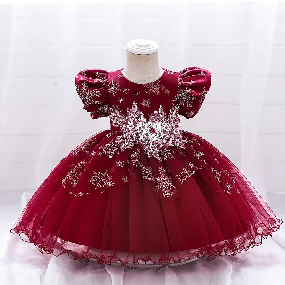 

Детское платье принцессы, рождественское платье для девочек, детские красные костюмы Нового года, элегантные Детские Свадебные платья с аппликацией для девочек