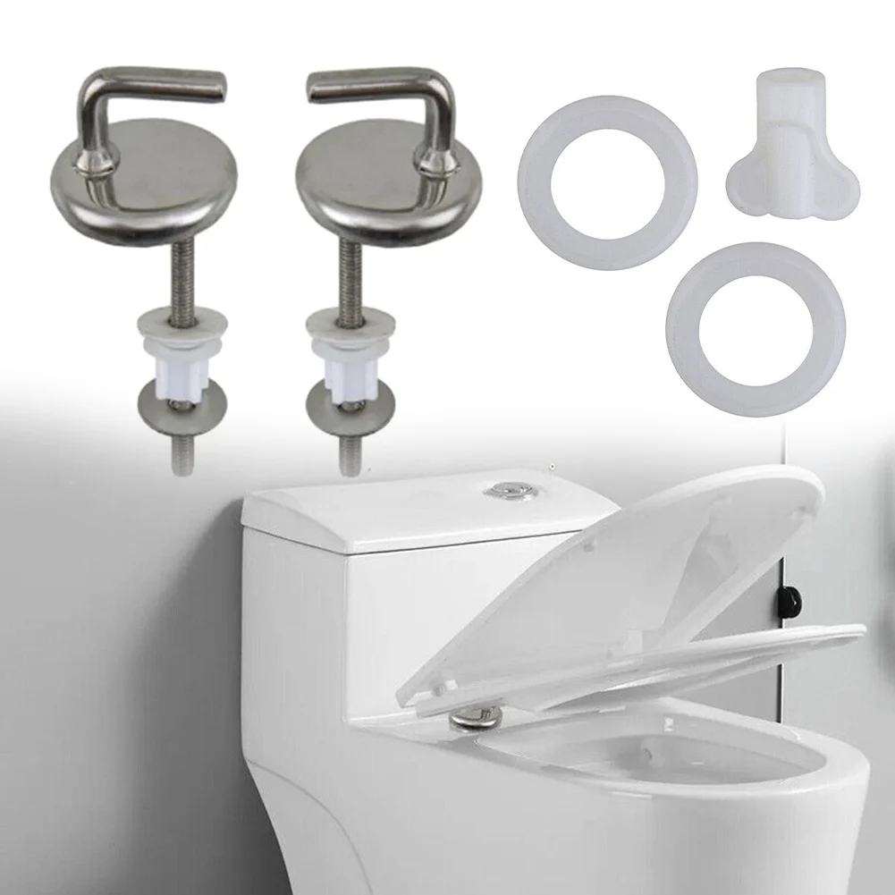2Pcs Toilet Seat Hinge Stainless Steel Toilet Cover Mounting Connector Lid Hinge Mounting Fittings Replacement Parts toilet seat accessories toilet hinge replacement