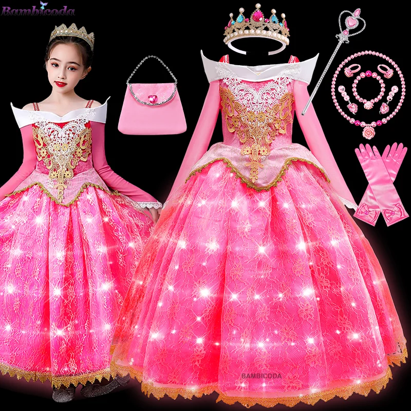 

Girls Sleeping Beauty Aurora Princess Halloween Cosplay Dress Off Shoulder Kids Gift Fancy Party Princess Clothing 2-12Years