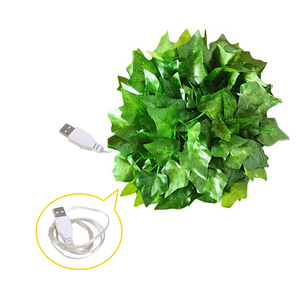 Enchanted Eucalyptus & Maple Leaf LED String Lights - USB & Battery Powered Fairy Illumination for Weddings and Festive Decor