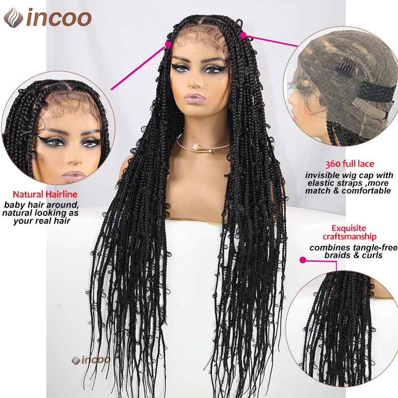 Synthetic Lace Front Braided Wig For Black Women Butterfly Jungle Braids Full Lace Wig Crochet Braids Handmade Senegal Box Braid