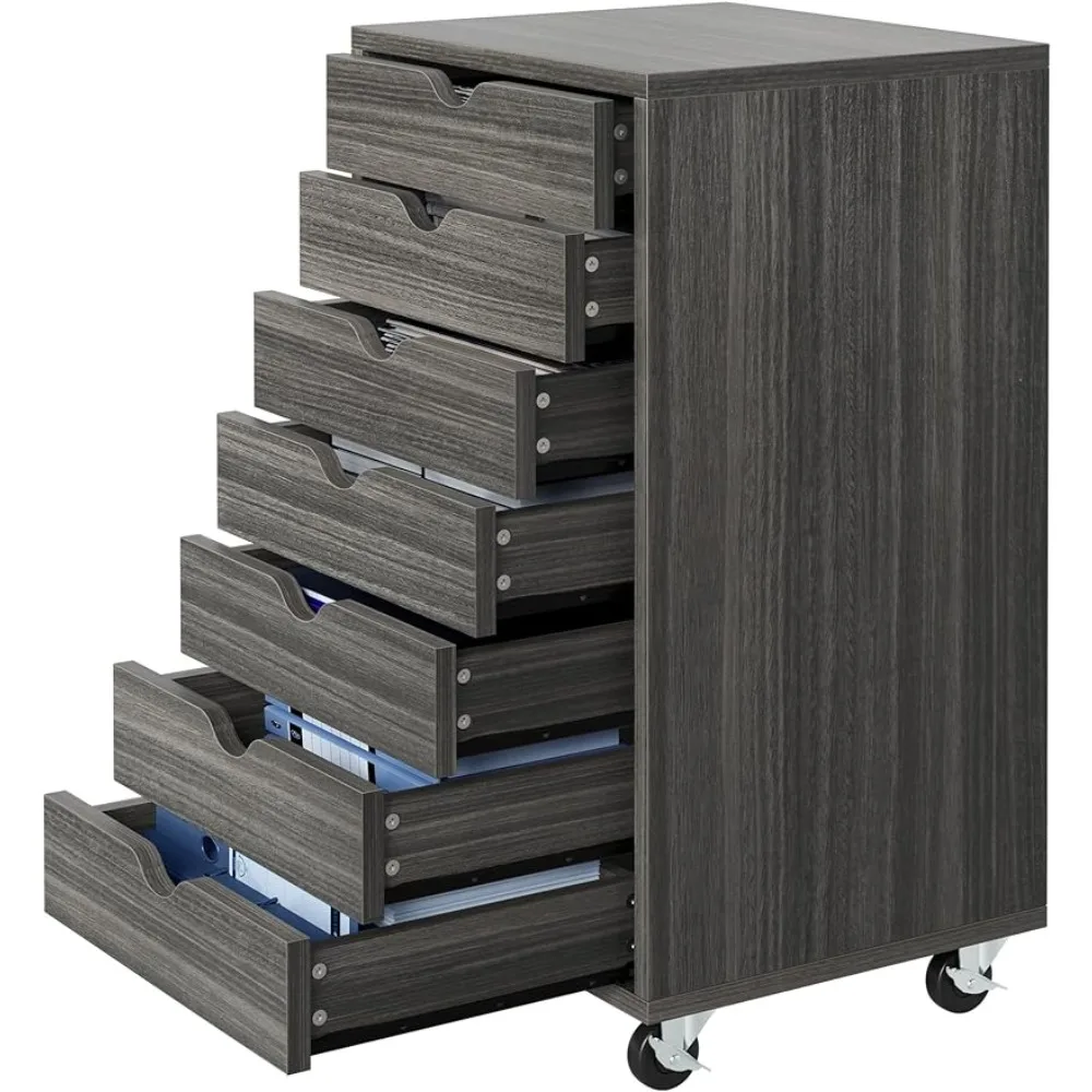 Home Office Storage Dresser Cabinet Filing Cabinets 7 Drawer Chest Mobile File Cabinet With Wheels Grey Freight Free Furniture book cabinet room divider grey 100x30x200 cm solid pinewood