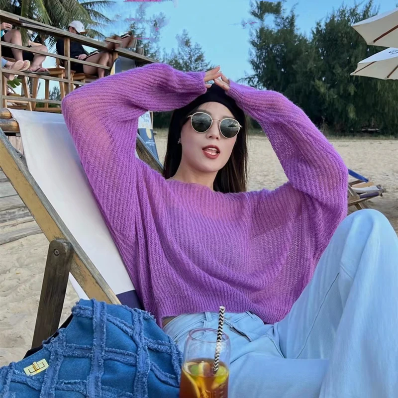 New Summer and Autumn Knitted Hollow Women's Sweater Fashionable Seaside Vacation Loose Casual Jumper