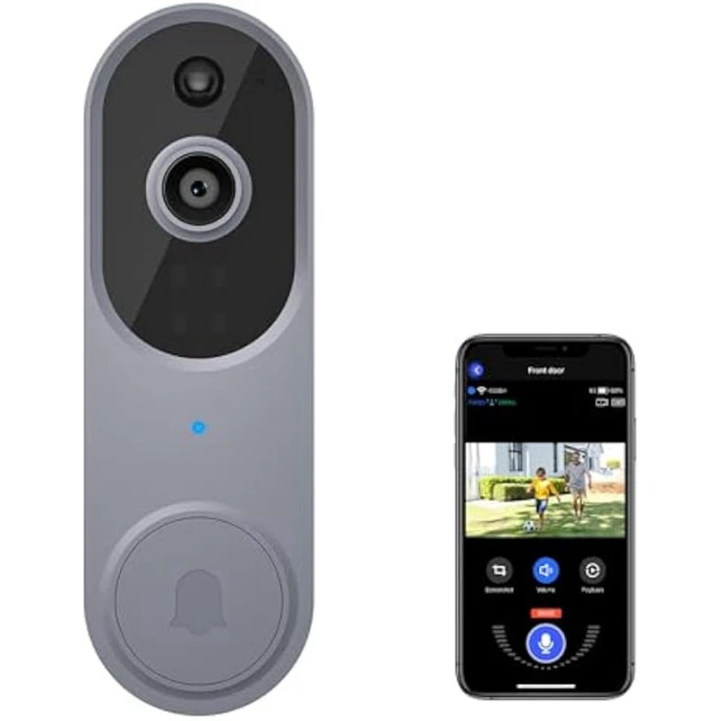 스마트 무선 비디오 초인종 카메라, 지능형 인간 감지 홈 보안, 실시간 경고, 2.4Ghz 와이파이, 1080P