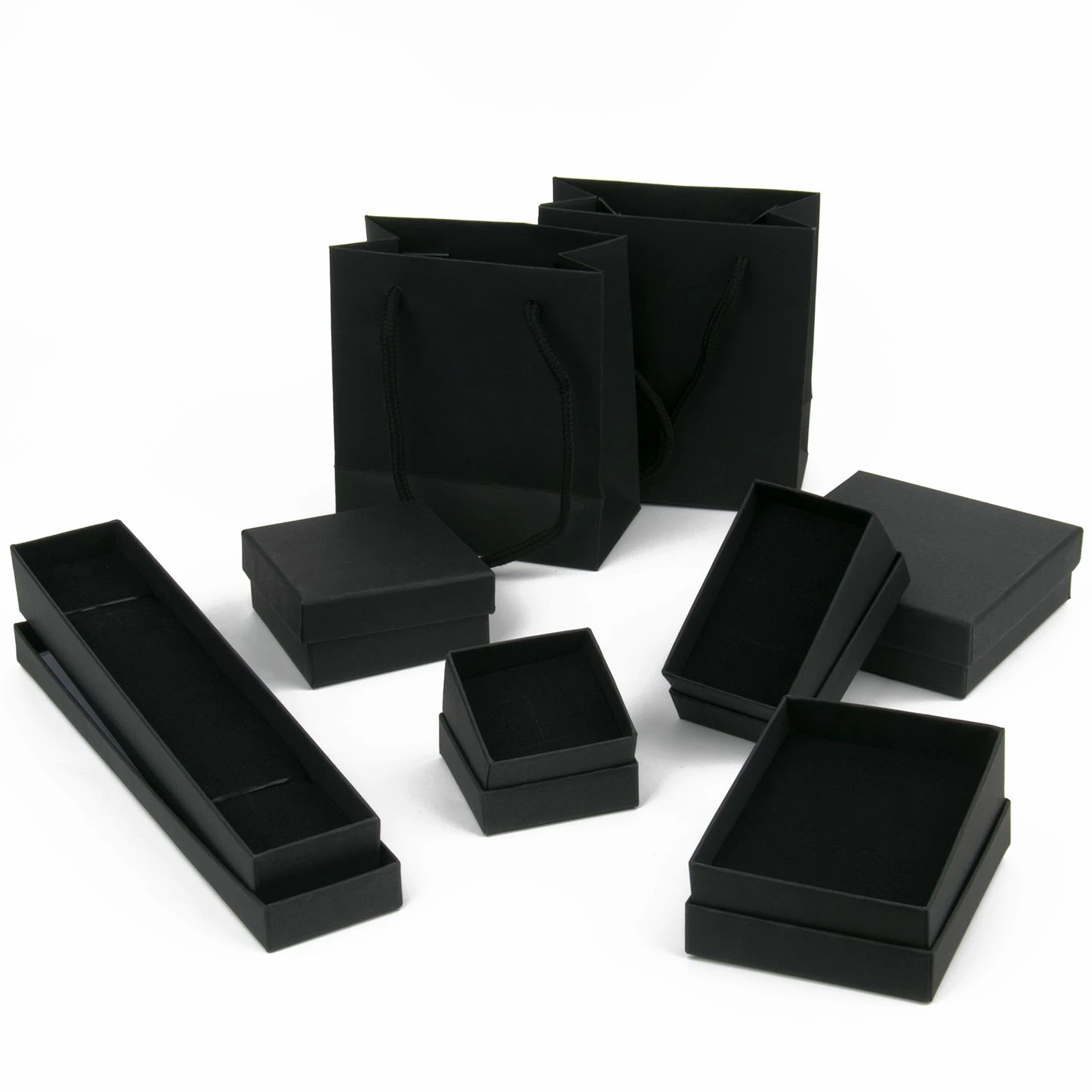 Black Cardboard Jewelry Boxes Set Gifts Present Storage Display Boxes