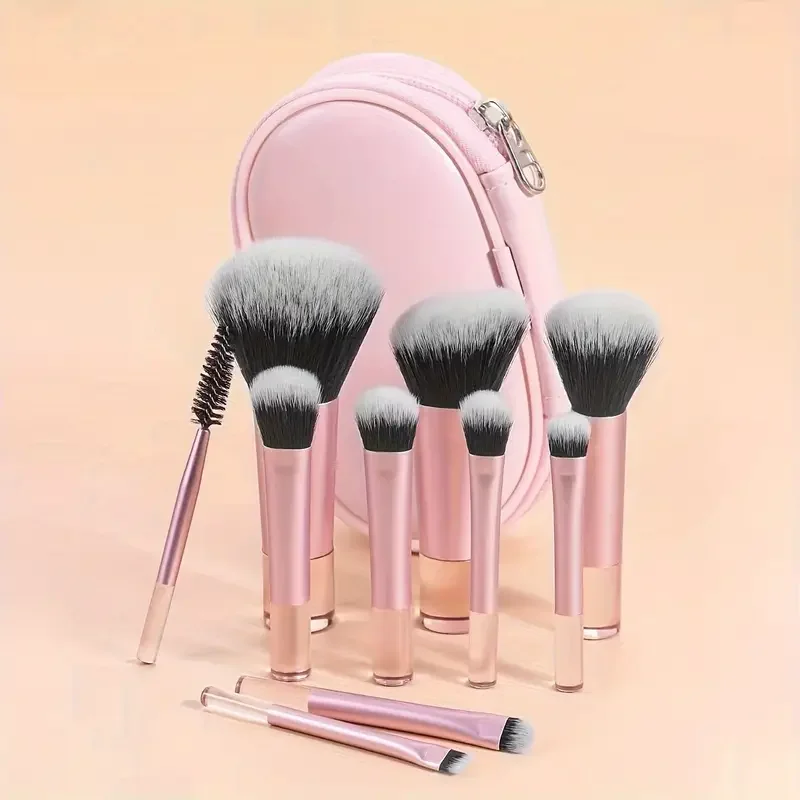 10pcs Mini Makeup Brushes Set for Foundation Eyeshadow Blush Powder Concealer and Blending Tools Professional Makeup Application 5