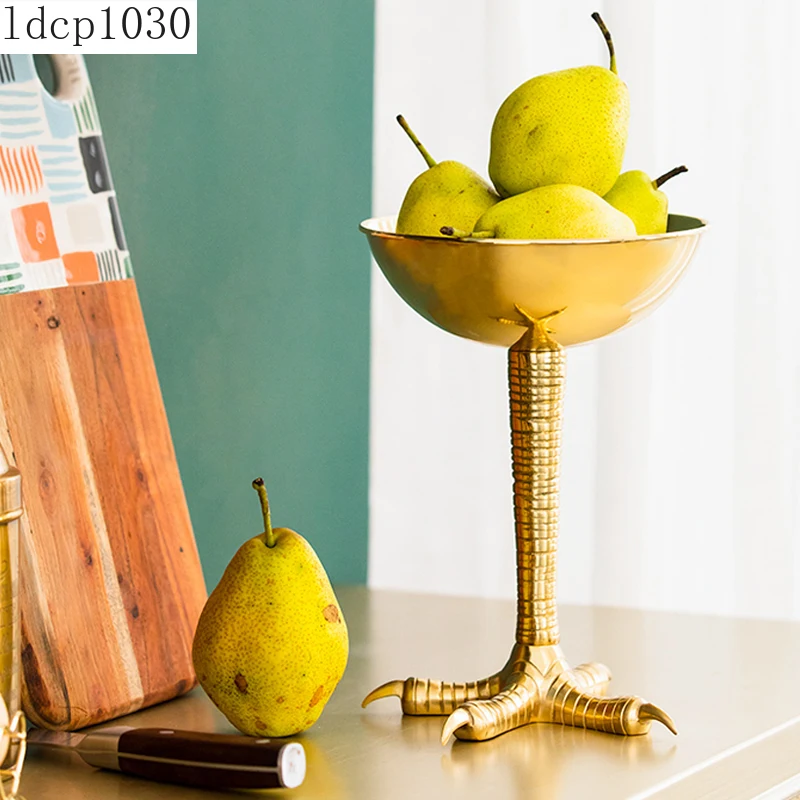 

European Style Light Luxury Brass Bird Paw Candy Tray Home Fruit Tray Decoration Ornaments Tea Points Heart Storage Accessories