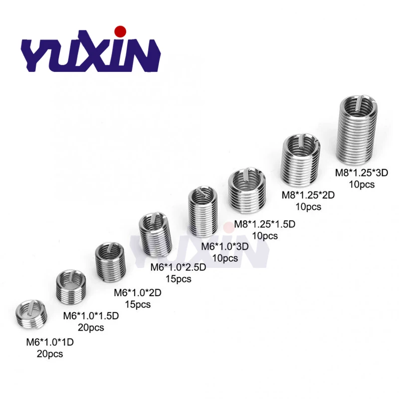 M6 M8 Stainless Steel Threaded Insert Coiled Wire Screw Bushing Helicoil Thread Repair Set Helical Thread Recovery Kit 110Pcs