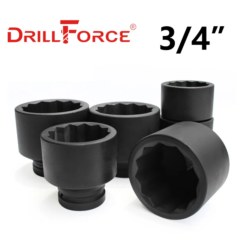 

Drillforce 17-50mm Impact Pneumatic Socket Driver Torx Head 12 Point 3/4" Adapter Car Auto Truck Tire Wrench Repair Tool