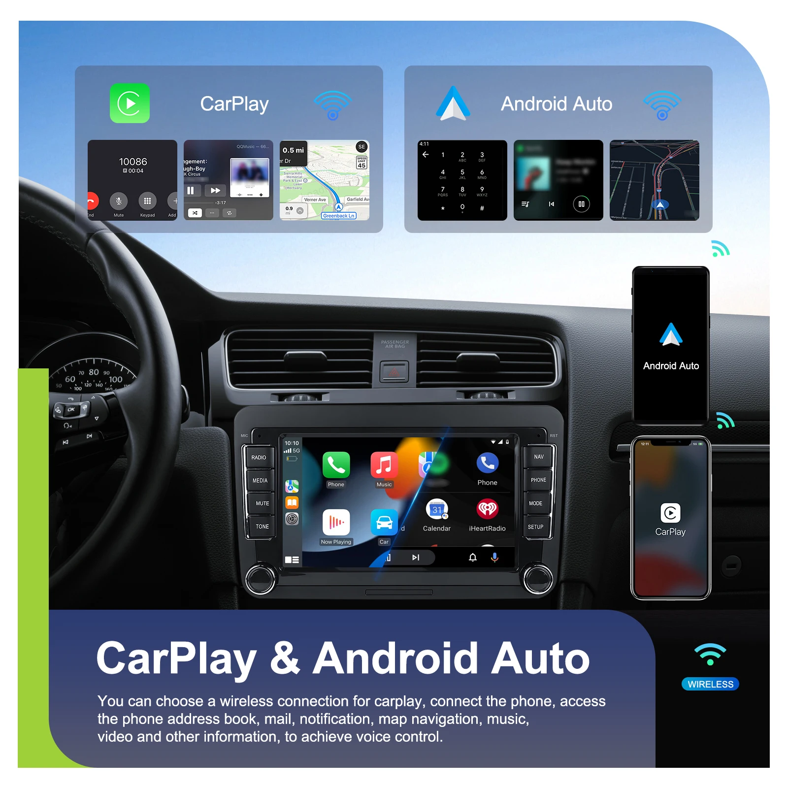 LeeKooLuu-Radio Multimedia con GPS para coche, reproductor con Android 13, 4 + 64G, Carplay, para Volkswagen, Skoda, Octavia, Golf 5, 6, Touran, Passat, Polo, Jeta 4