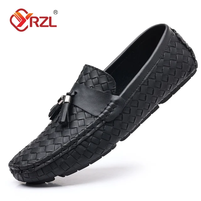 YRZL Luxury Mens Black Loafers Soft Moccasins Slip on Shoes Man High Quality Mens Shoes Casual Comfortable Driving Shoes Men 1