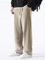 Winter Men's Sweatpants Korean Fashion Thick Warm Fleece Wide Leg Straight Loose Track Pants Male Casual Thermal Velvet Trousers 1