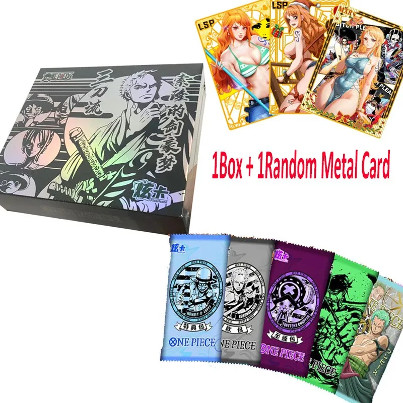 Nuove Carte Da Collezione Di Un Pezzo Carte In Metallo Anime Trading Game Rufy Sanji Nami Tcg Booster Box Carte Da Gioco
