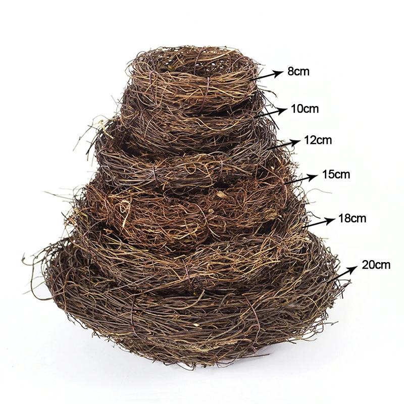 Nature Rattan Bird Nest Easter Decoration Prop for Home and Garden DIY Craft