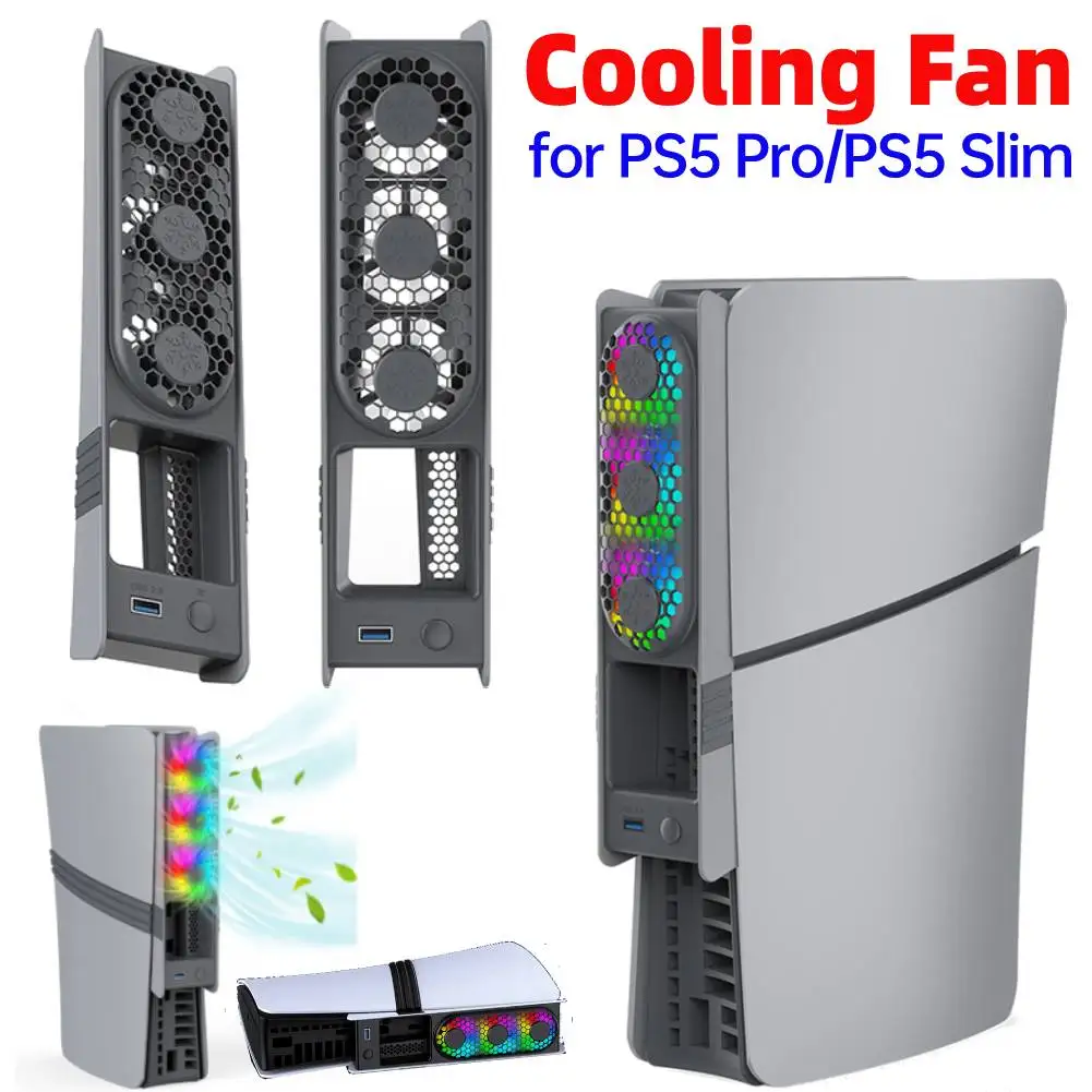 Cooling Fan for PS5 Pro/PS5 Slim Efficient Cooling System USB Cooler Fan for Playstation 5 Pro/Slim Disc & Digital Edition cooling fan,gaming cooling fan