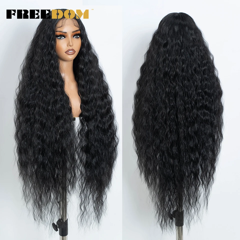 FREEDOM Synthetic Lace Front Wigs For Women 42" Long Curly Wig 6" Deep Part Lace Wig Black Ginger Cosplay Wigs Local Shipping 6
