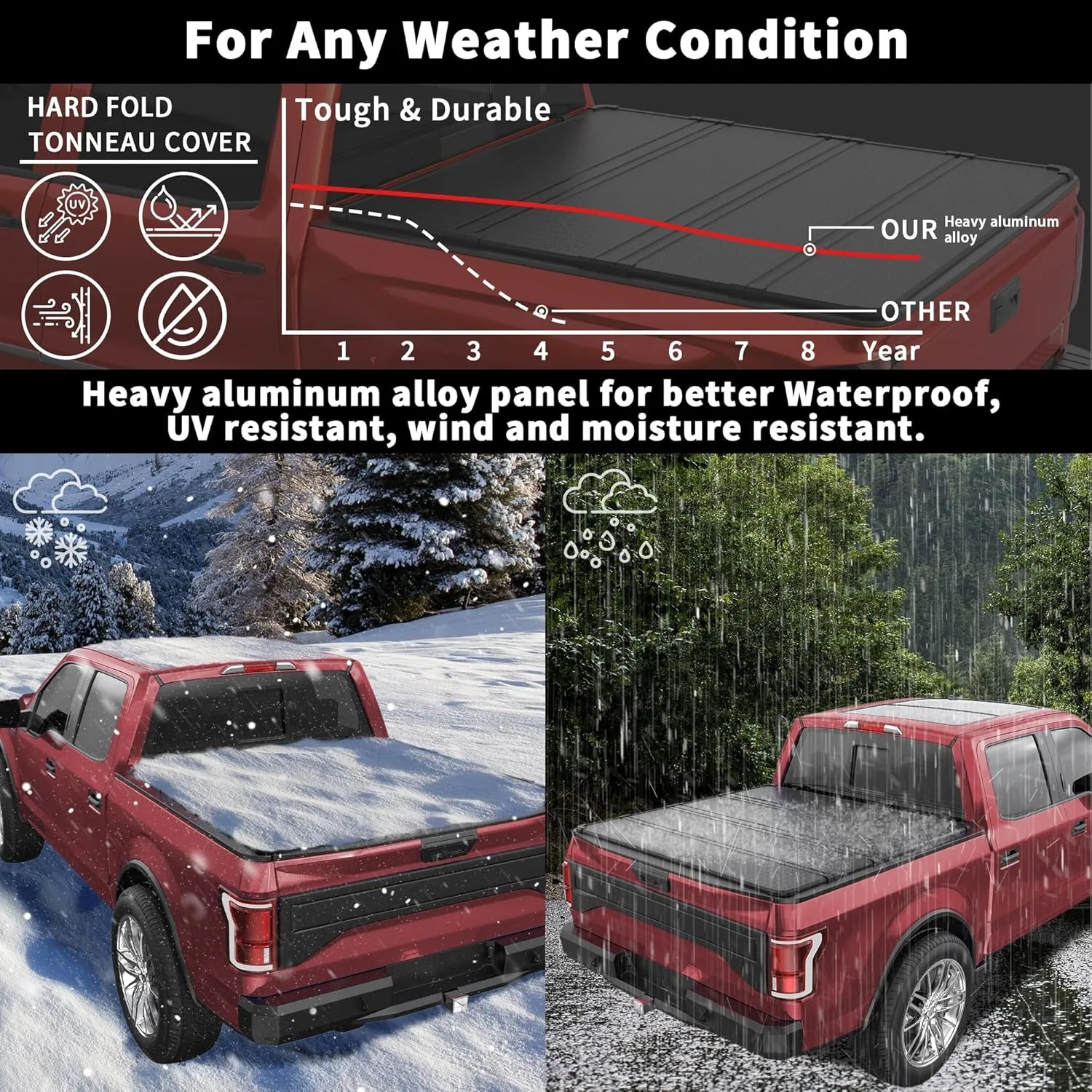5.5FT Quad Fold Aluminum Tonneau 5