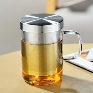 Glass Tea Mug, Stainless Steel Filter & Lid S'050XD S'049XD